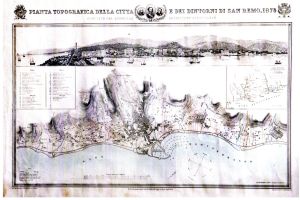 Topographical map of San Remo in 1874 (Cantù