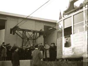 Cable car departure station on opening day