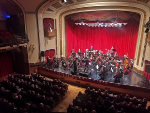 The stage during a concert by the Sanremo Symphony Orchestra