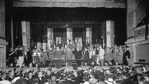 A political meeting from the Fascist period