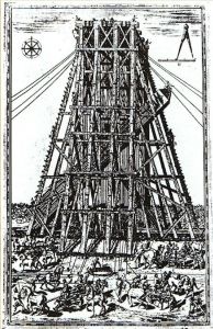 The construction site for raising the obelisk