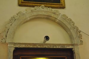 The architrave above the door