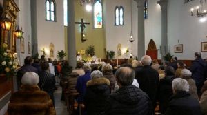 The interior of the church during a service