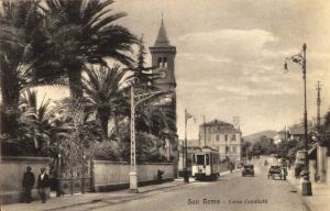 L'ègòise avec le tram dans les années '30